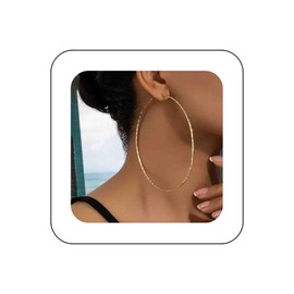 Dervivea Boho Large Basketball Hoop Earrings Large Thin Hoop Earrings Gold Round Twisted Earrings Oversized Circle Endless Hoop Earrings Hollow Circle Hoop Earrings Jewellery for Women, Zinc, No