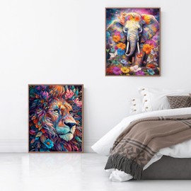 77iiAii Paint by Numbers for Adults 2 pcs Kit, DIY Painting by Numbers for Adults Animals, Adult Paint by Numbers Canvas Paint Kits, Home Creative Decoration