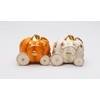 Fine Ceramic Thanksgiving Autumn Fall Pumpkin Carriages Salt & Pepper