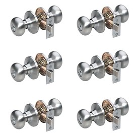 Master Lock Biscuit Style Door Knobs, Interior, Lock, Bathroom & Bedroom Door, Satin Nickel