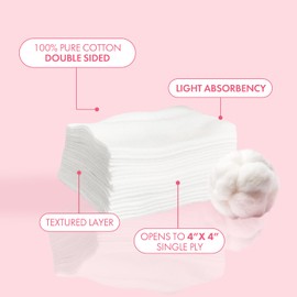 Intrinsics Petite Silken Wipes – 2"x2" 4-Ply Lint-Free Cotton Pads – Low-Absorbent, Soft, and Biodegradable – 2 Pack (400 Count )