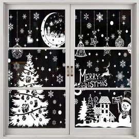 Viojrlly 9 Pieces Window Stickers Christmas Decoration, Snowflake Elk Christmas Tree Snowman, Double-Sided Christmas Decoration Christmas Decoration, Christmas Decorations Decoration PVC Christmas