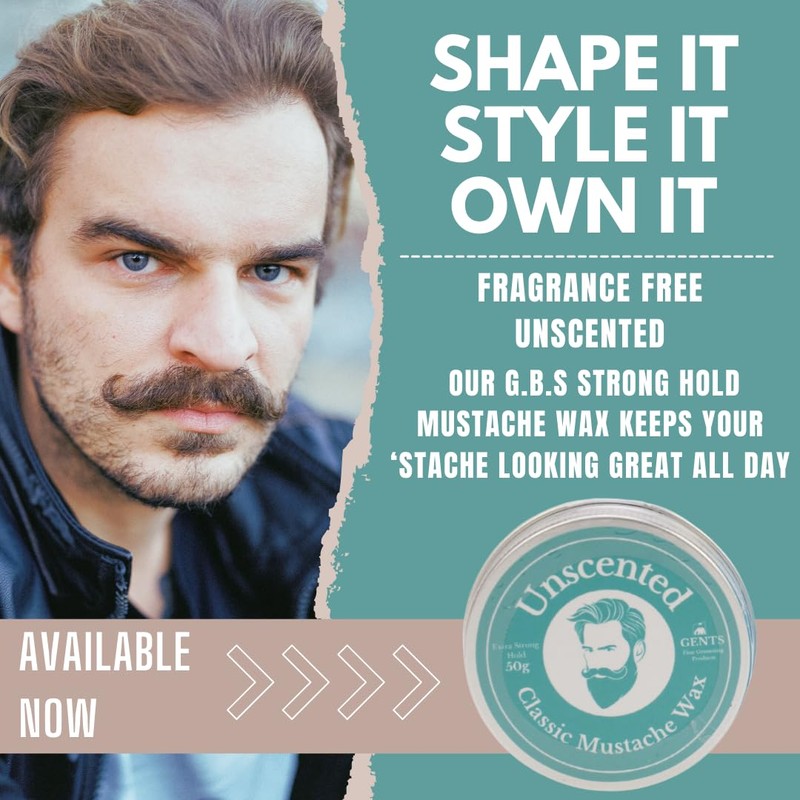 G.B.S Strong Hold Fragrance Free Mustache Wax, Easy Application, Restyleable,
