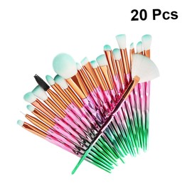 PACKOVE 20pcs Makeup Brushes Set Transparent Handle Cosmetic Tools for Women Gradient Pink Green Versatile Foundation Eyeliner Lip Concealer Brushes Women