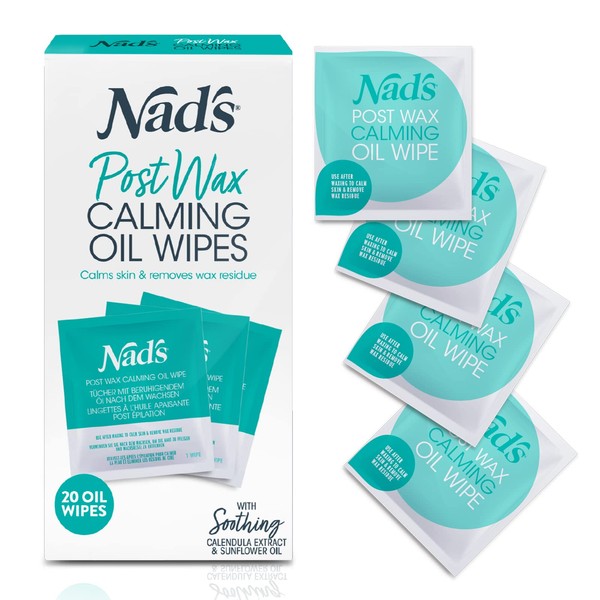 Nad’s Post Wax Calming Oil Wipes - Post Waxing Cleanser - After Wax Remover for the Skin- Refill Pack with 20pc