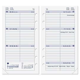 A6 Compact Calendar Insert 2025 (1 Week on 2 Pages) for ALMADIH Leather Folders: Diary Organiser Combination Folder Replacement Inserts Weekly Calendar Time Planner Year Plan 4 Languages (A6 Calendar