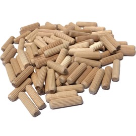 200 Pack 3/8" x 1 1/2" Wooden Dowel Pins Wood Kiln Dried Fluted and Beveled, Made of Hardwood