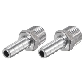 sourcing map Hose Nozzle Hose Connector 12 mm ADx1/2PT Male Thread 304 Stainless Steel Pipe Connector Hose Adapter Water Connection Extension Pack of 2