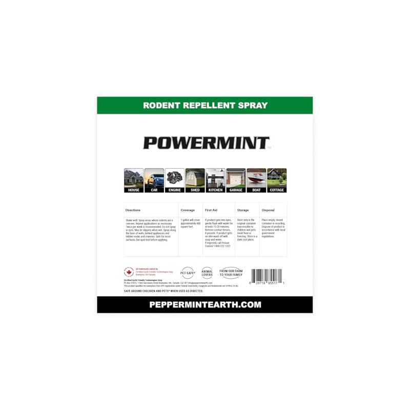 Powermint 1 Gallon Peppermint Oil Rodent Repellent Spray 2-Pack