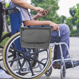 Wheelchair Pouch, Large Capacity Senior Walker Bags, Wheelchair Side Bag, Walker Side Bag for Walker and Stroller Hanging Armrest Storage for Easy Access Ideal for Seniors and Elderly (Grey)