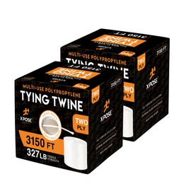 Polypropylene Tying Twine - 2 Ply White Plastic Poly Twine String 3150' Roll - Soft On Hands - Heavy Duty Outdoor & Indoor Tie Line - Baling Twine, Shipping & Bundling Twine, Packaging Rope 2 Pack