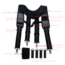 Infithvac Tool Belt Suspender for Men 4 Point Padded with Attachment Loops, WristBand Pouch Pocket for Construction Worker