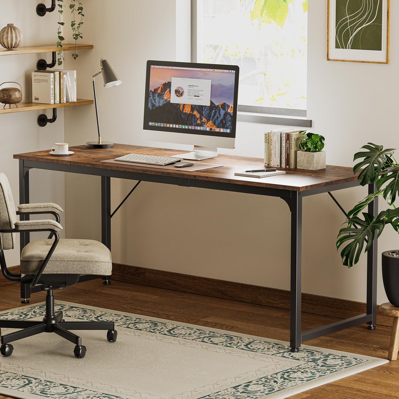 Huuger Computer Desk, 70 Inch Office Desk, Gaming Desk with