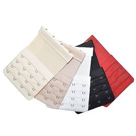 Elastic Back Bra Extender 4 Hook 3 Row 3/4" Stretchy Extension Tape Multi Color (5PCS Multi Color)