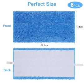 Vicloon Mop Pads for Flash Powermop, 6 PCS Microfiber Mop Cloth, Reusable Microfiber Mop Pads, Microfiber Replacement Mop Pads Cleaing Pads Suitable for Most Wet and Dry Mops - Blue