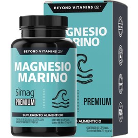 Beyond Vitamins Magnesio Marino Natural SIMAG. Alta Bio Disponibilidad y Absorción potenciado con Piperina. Francés del Mar Mediterraneo. Sólo Se Necesita 1 Cápsula al día, 400mg. VCaps Cápsulas Veganas (60 Cápsulas)