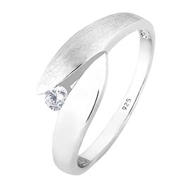 Elli Women's 925 Sterling Silver Xilion Cut Zircon Ring, Size Q