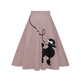ZEZCLO Women's Dog Printed High Waist Poodle Skirt 50s Vintage Loose Fold Pleated A-line Zipper Skirts Light Purple XL