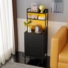 Fixwal 41 Inch Tall Nightstand with Charging Station, Led Night