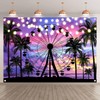 Monalivest 7x5ft Summer Seaside Ferris Wheel Backdrop Sunset Tropical Palm