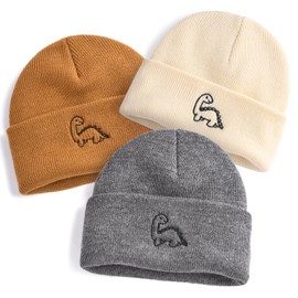 FURTALK Toddler Beanie Cute Dinosaur Pattern Winter Hat Knit Boys Girls Warm Baby Embroidered Beanies Cap for 0-3 Years