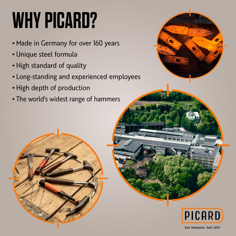 Picard Riveting Hammer BlackTec 300g - German Pattern, Cross Peen,