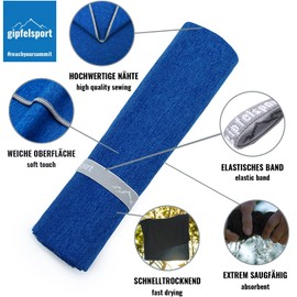 Microfibre Towel Set - for Sauna, Fitness, Sports, Beach Towel, Sports Towel, Blue Brush Set 2: XL (180 x 80 cm) & S (80 x 40 cm)