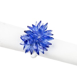 Fennco Styles Crystal Design Collection Napkin Rings - Set of 4 (Blue Crystal Flower)