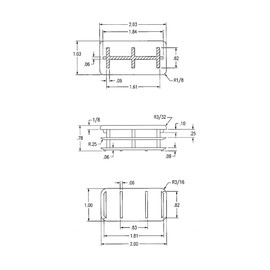 Outwater Plastic 1" x 2" Rectangular Insert End Caps for Tubing, Finishing Plug for Rectangular Tubing Chair Glide, Floor Protector, Fits Multi Gauge Tubing, USA Made, 50 Pack