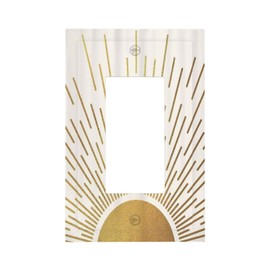 Mid Century Boho Abstract Sunrise Gold Sun 1 Gang Rocker Light Switch Covers Decorative Single Decora Outlet Wall Plate Faceplate Switchplate GFCI for Country Bathroom Bedroom Decor