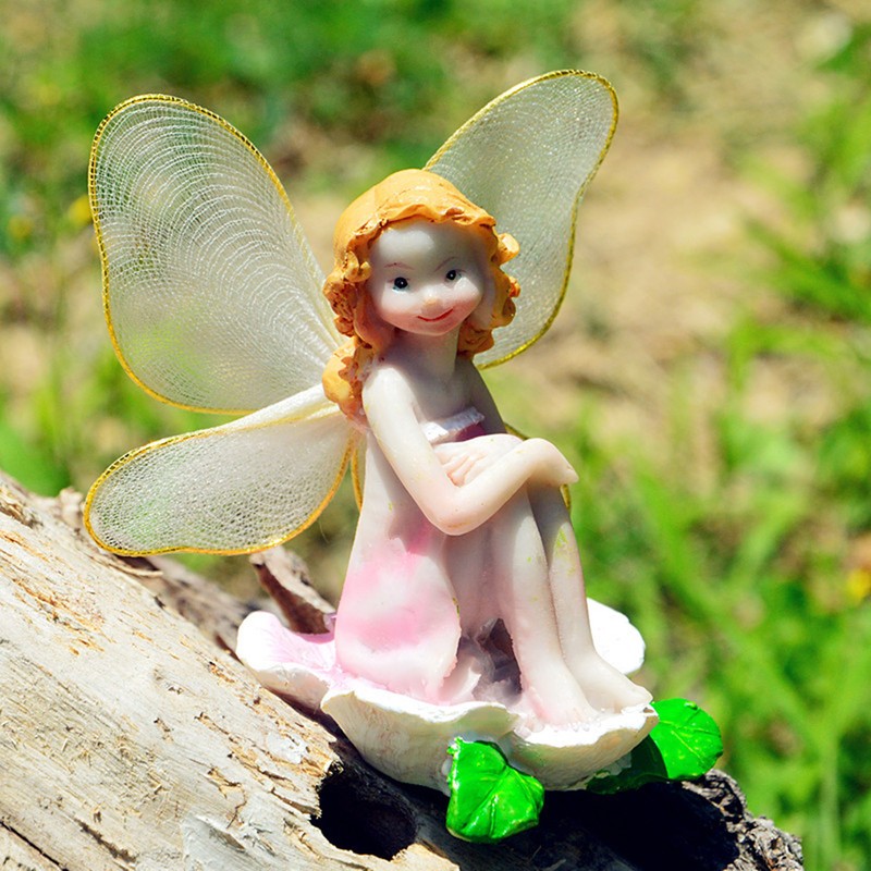 4Pcs/Set Fairy Statue Elf Sculpture Art Craft Outdoor Courtyard Garden