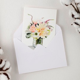 New York Central Folded Watercolor Cards with Envelopes - 5" x 7" - 50-Pack - 140lb Cold Pressed, Bright White 100% Cotton - Archival Acid-Free Watercolor Paper Cards for Artists