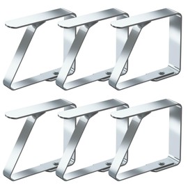 Blooven Tablecloth Clips 6 Pack Stainless Steel Table Cover Clamps Table Cloth Holders, for Tables of 2.5-4 cm Thick (5.5 cm x 6 Pack)