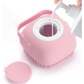 Pet Bath Massage Brush Puppy Dog Cat Grooming Soft (Blue) (pink)