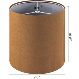 GOSO Tall Drum Lamp Shades for Table Lamps Set of 2 Small-Brown Faux Chamois Leather Fabric Lampshades -Floor Lamp-9.8" Top x 9.8" Bottom x 10.8" High (Spider) Rustic Vintage Shade Required Assembly