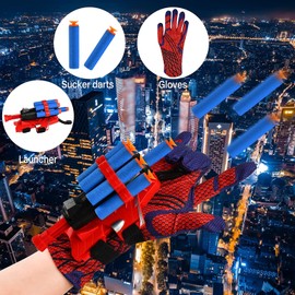 Aofentop Spider Shooter Toy - Web Shooters for Kids Super Hero Toys with Spider Gloves Launcher Wrist Toys Set 2 Kinds Soft Bullets for Boys Girls