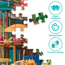 500 Pieces Puzzle for Adults, Beach House Flower Puzzle, Recycled Cardboard Jigsaw Puzzles 500 Pieces, Challenging Puzzles Game Home Art Decor Birthday Party Gift Toy for Teens Seniors 20.5 * 15 inch