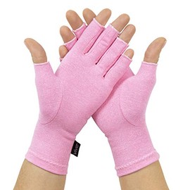Vive Pink Arthritis Hand Compression Gloves - Comfortable Fit for Men and Women - Open Finger for Rheumatoid, Osteoarthritis and Computer Typing Pain - Carpal Tunnel Support - Moisture Wicking Fabric…
