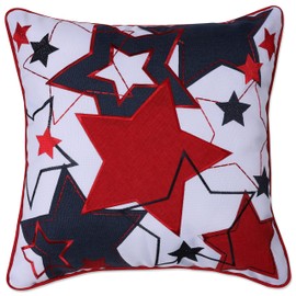 Pillow Perfect Indoor Patriotic Day Fireworks Throw Pillow, 17" x 17", Red