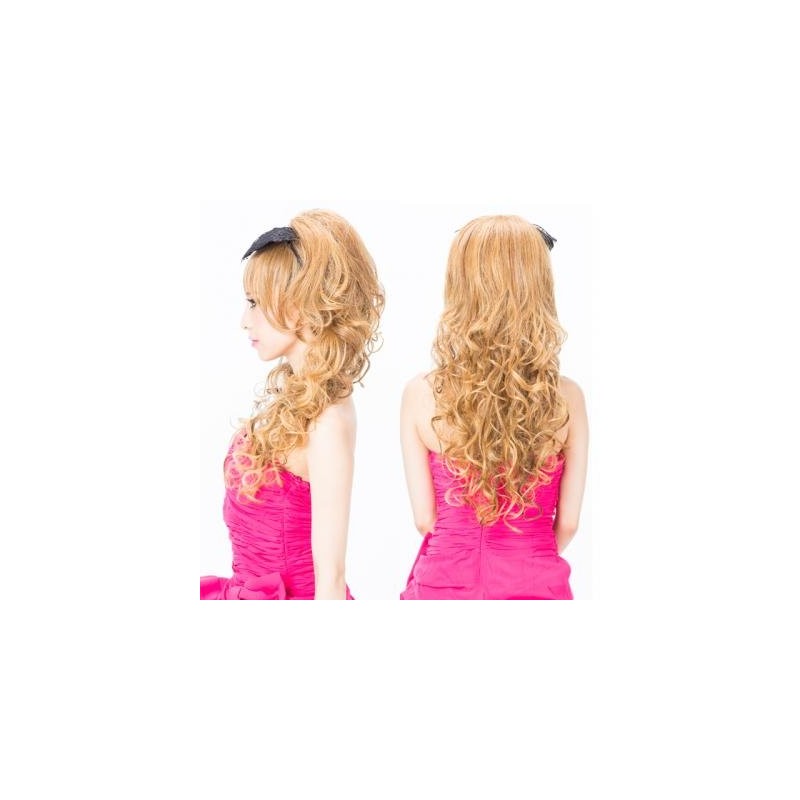 Half Cap Gal Filled Long Curl Heat Resistant Mixed Ash