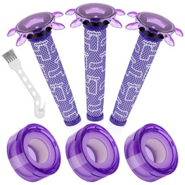 V7 V8 New Version Vacuum Filter Replacement Kit for Dyson Upgraded V8 FOCUS Mattress SV25 SV37, 3 Star Pre-Filters and 3 HEPA Post-Filters Replace Part No. 965661-05 & 967478-05