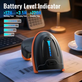 Tera 1D 2D QR Barcode Scanner Wireless and Wired with Battery Level Indicator Digital Printed Bar Codes Reader with Stand Portable Handheld Barcode Scanner Compact Plug and Play Model D5100-Z