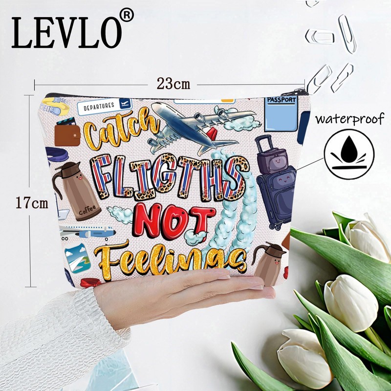 LEVLO Flight Attendant Cosmetic Make Up Bag Pilot Gift Catch