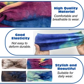 BSITSSS 4 x Women's Hair Bands, Soft Elastic Hair Bands, Wide, Boho Headband, Multicoloured Non-Slip Headbands for Yoga, Workout, Running, Sports