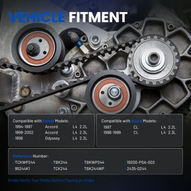 SYKRSS TBK244 Engine Timing Belt Kit with Water Pump Compatible with Acura 1997 CL 2.2L, 1998-1999 CL 2.3L, Compatible with Honda 1994-1997 Accord 2.2L, 1998-2002 Accord 2.3L,1998 Odyssey 2.3L