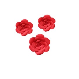 3pcs Party Paper Flower Wedding Flower Backdrop Decorations DIY Handcrafted Flower for Wedding Backdrop Nursery Wall Decoration (Flower-2, Red)