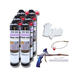 Vega Bond SF001 6-Packs with Gun, Premium Single Component, Self Expanding, Purplecoat Closed Cell Insulation Spray Foam, 29 oz w/ 5.66 R-Value, Acoustic Spray(120 Board Feet Coverage)