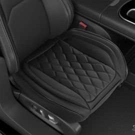 HIIIMA Luxury Faux Leather Car Seat Cover Front Bottom Seat Cushion Cover, Anti-Slip and Wrap Around The Bottom, Universal Fit for Most Cars, Black Car Interior Accessories - 2 Pieces