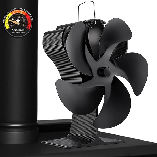 Xmasneed Log Burner Fan, 5 Blade Stove Fan, Silent Operation
