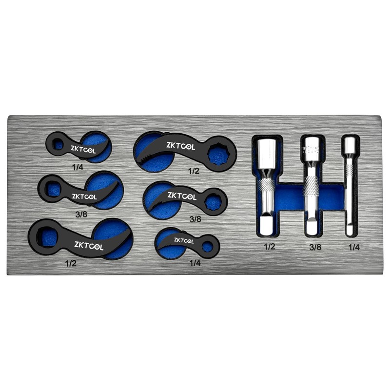 ZKTOOL 9PC Pry Bar Wrench Adaptor Head Kit,Crowbar Adapter Head